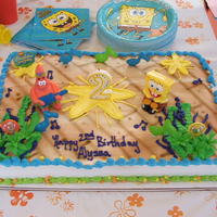 Spongebob Squarepants THIS WAS MY LITTLE GIRL'S 2ND BIRTHDAY CAKE! MADE BY HILLIARD CAKE CREATIONS!