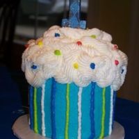Keaton's First This is the smash cake that survived the delivery. The larger main cake, which was a larger version of this cake, collapsed in delivery. It...