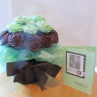 Cupcake Bouquet cupcake bouquet for a bridal shower gift to match the wedding colors. Chocolate cupcakes, with dark chocolate frosting & BC (half...