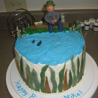 Gone Fishing. Last minute cake made with 50/50 gumpaste and fondant.