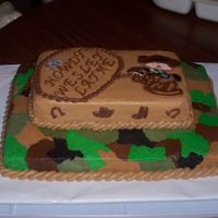 Western Baby Shower Mother wanted a camo/western theme. This was white cake with bc icing. FBCT for cowboy on pony.
