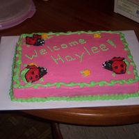 Ladybug Baby Shower Pina Colada cake with cream cheese icing.