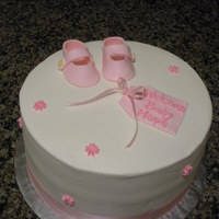 Baby Girl Shower WASC cake with fresh strawberry jam filling, then covered in buttercream. For a friend's shower.