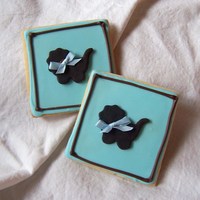 Baby Shower Cookies sugar cookie favors for a boy baby shower. The baby carriage was made with a mini cutter and fondant. real ribbon for bow. TFL