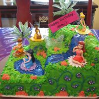 Tinkerbell I bought this cake kit from ebay. It came with directions for cutting/stacking two 9x13 cakes and it came with the 5 fairies and an ink pad...