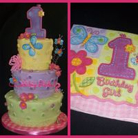 Hugs And Stitches cake for a little girl turning one next to the napkin i was given for inspiration. all fondant thanks for looking,