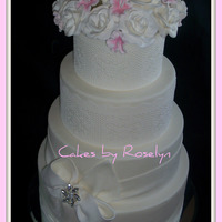 Lace Wedding Cake lace is edible made from sugarvail flowers are gumpaste thanks for looking