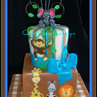 Animal Baby Shower cake made for a baby shower made to match the invites all fondant thanks for looking