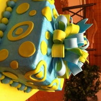 Lime And Torquoise Triple fudge choc cake with oreo b/c filling. Buttercream frosting with gumpaste decor. I hope bows don't go the way leg warmers and...