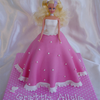 Pink Barbie Pink and white barbie cake