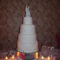 Sarah's Wedding Cake This cake was a learning experience, to say the least. The tiers were 14", 12", 10" and 6". Each tier was 8 inches deep...