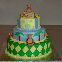 Monkey Cake Buttercream w/MMF decorations. Gumpaste monkeys. Customer sent me a picture from pinkcakebox...it's their design.