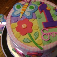 Emma's 1St Birthday Cake! All MMF to match plates used at party