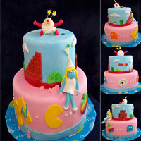 80's Cake This was a donation. Covered in MMF, figures are gumpaste and other decor is mmf.