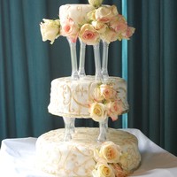 Gold Fondant Wedding Cake Yikes, summer wedding and my fondant was melting! Not very proud of this one, my first fondant cake . . .