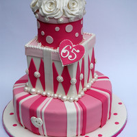 Pink & White I made this cake for my friends. Together they are 65 years old!