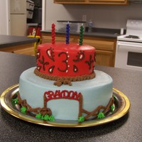 Graydons Ranch 10" White cake on the bottom iced with vanilla butter cream icing6" Chocolate cake on top iced with chocolate butter cream icing...