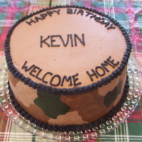 Army Birthday Chocolate cake with chocolate butter cream icing. Edible black pearls. For an uncle who was in Afghanistan for his birthday and just got...