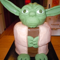 3D Standing Yoda! Here he is . . . the birthday boy asked for a root beer flavored standing 3D Yoda cake. He ended up being about 15" tall. His body is...