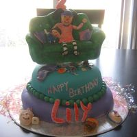 Big Comfy Couch Birthday Cake I made this for my daughter's 2nd birthday, her favorite show right now is the Big Comfy Couch. Couch is made of rice crispy treats,...