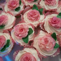 Rose Cupcakes Roses made of white chocolate dusted with pink petal dust