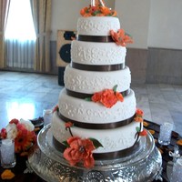Fall Wedding Cake Almond Cream Cake with White Chocolate Rolled Fondant.