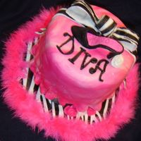 Diva Cake With Alligator Shoe Vanilla bean cake with raspberry creme filling. BC covered with pink marbled fondant. Accents are all fondant - bows and ribbon roses. This...