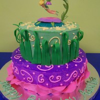 Tinkerbell Cake All buttercream frosting with fondant accents. Cake for my DD's 4th birthday.