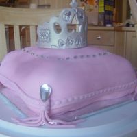 Princess Pillow Crown Tiara Birthday Cake Pillow cake made with fondant and tiara made of a mix of fondant and gum paste.