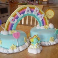 Care Bears Birthday Cake All fondant/gumpaste for Clara's first birthday