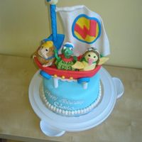 Wonder Pets Cake Top layer all fondant and gum paste with the exception of the the dowel holding up the gum paste sail.