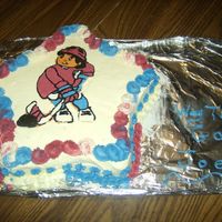 Tournament Cake My brother plays on a "Beer gut" league. They won a tournament so I made this cake. My first time at a FBCT. I did let it freeze...