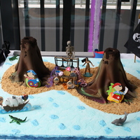 Pirate Cake MM fondant,chocolate mud cake.Painted the board with royal icing.