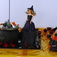 Dolls' Halloween Party Hallowen party for a little girl,MM fondant and chocolate mud cake.