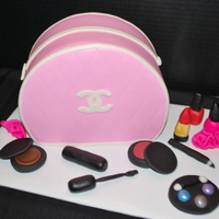 So Pretty Used fondant to make the accessories. The makeup bag is 2-8" rounds with the bottom cut off.