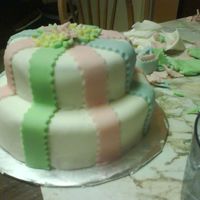Birthday Cake With Fondant I made this cake for my friends birthday. It was the first time I made a stacking cake. I was pretty happy with it.. It was supposed to...