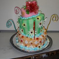 Spring Blossom swirls and rose are made of pulled sugar and flowers are in gumpaste, all edible....