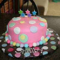 Pink Polka Dot Cake French vanilla cake with buttercream filling and MMF covering.