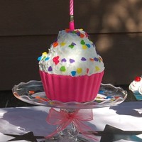 Cupcake Cake I made heart shaped confetti for my daughter's birthday cake.