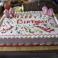 Confetti Birthday Cake Half Sheet Cake decorated with buttercream and fondant confetti.
