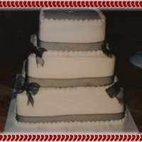 Square Wedding Cake All buttercream with fabric ribbon...