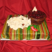 Chips And Salsa Made this for a salsa contest at my church. Since I'm known as the cake girl I thought this would be more fun. Thank you to everyone...