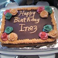 Cake For Sister Chocolate Buttercreme and fondant flowers. Need tips in writing