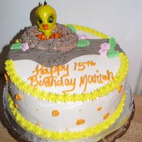 Tweety Bird I made the bird out of gumpaste. It took a few tries because the first one looked like a baby (it was kinda creepy!).