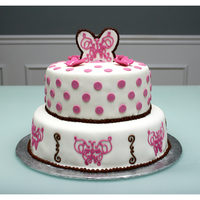 Butterfly Emily Cake Vanilla cake covered with marshmellow fondant. Gumpaste butterflies on top and royal icing decorations. Each butterfly on the side says...