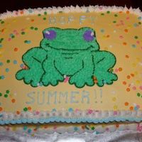 "hoppy Summer!" BC frosting, piping gel transfer for frog