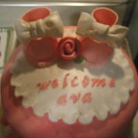 Baby Shower Cake white cake frosted in buttercream and decorated with gumpaste