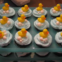 Baby Shower Cupcakes Chocolate cupcakes, filled with strawberry marscapone. Buttercream icing