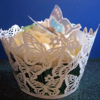Cupcake With Rice Paper Butterfly Yellow cake with vanilla buttercream and rice paper butterfly