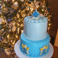 Angels We Have Heard On High... Four layers per tier, top tier Red velvet silk with old fashioned milk and flour frosting (what a bugger to work with) bottom tier Dark...